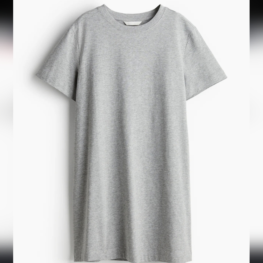 H&M Gray Casual Gray Cotton T- Shirt Dress - Picture 4 of 4